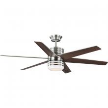 Progress P250074-009-30 - Carrollwood Collection 56-Inch Six-Blade American Walnut/Silver DC Motor Contemporary Ceiling Fan