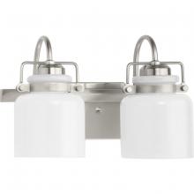 Progress P300439-009 - Fessler Collection Two-Light Brushed Nickel Opal Glass Farmhouse Bath Light