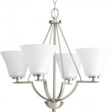 Progress P4622-09 - Bravo Collection Four-Light Brushed Nickel Etched Glass Modern Chandelier Light