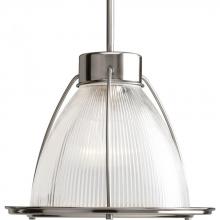 Progress P5182-09 - Prismatic Glass Collection One-Light Brushed Nickel Clear Prismatic Glass Coastal Mini-Pendant Light