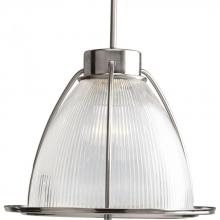 Progress P5183-09 - Prismatic Glass Collection One-Light Brushed Nickel Clear Prismatic Glass Coastal Mini-Pendant Light