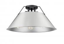 Golden 3306-3FM BLK-PW - Orwell BLK 3 Light Flush Mount in Matte Black with Pewter shade