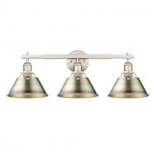 Golden 3306-BA3 PW-AB - Orwell 3-Light Vanity Light in Pewter with Aged Brass