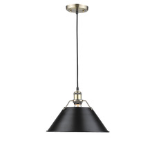 Golden 3306-L AB-BLK - Orwell 14" Wide Large Pendant in Aged Brass with Matte Black