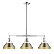 Golden 3306-LP CH-AB - Orwell 3-Light Linear Pendant in Chrome with Aged Brass