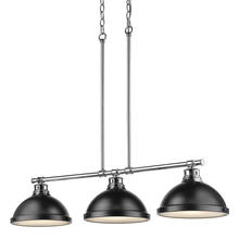 Golden 3602-3LP CH-BLK - 3 Light Linear Pendant