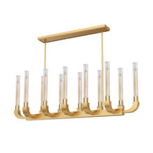 Alora Lighting LP316012VBCR - FLUTE 12 LIGHT LINEAR PENDANT VINTAGE BRASS CLEAR RIBBED GLASS